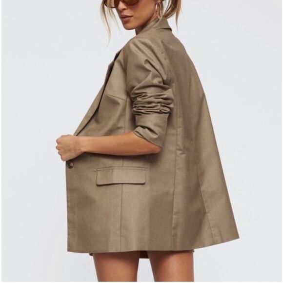 Lioness West Village Blazer Women's XL Tan Office Siren Career Preppy Academia - Picture 2 of 11